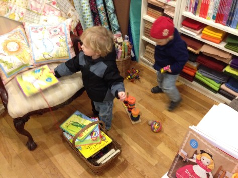 Added bonus: box of toys and books to attempt to keep the kids busy!