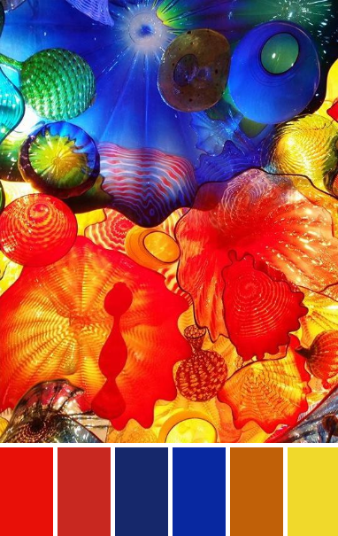 rainbow blown glass palette