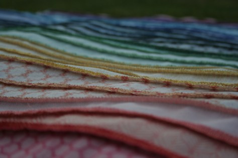 rainbow jellyroll quilt top back
