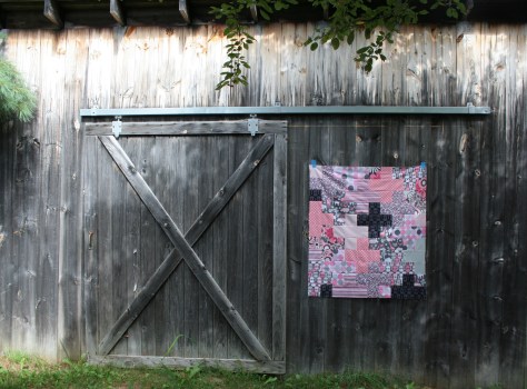 pink and grey baby plus quilt top finish