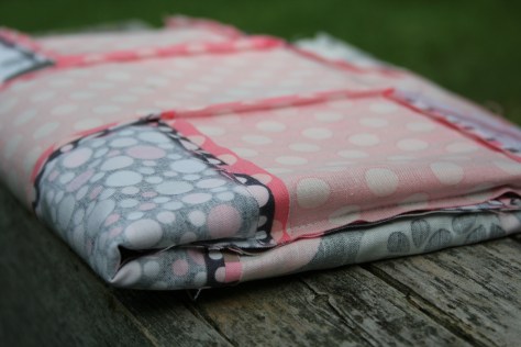 pink and grey baby plus quilt top finish