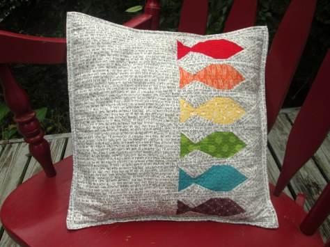 Rainbow Row Fishies Pillow made by Julie Schloemer