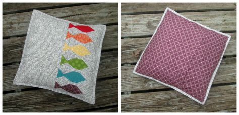 rainbow row fish pillow