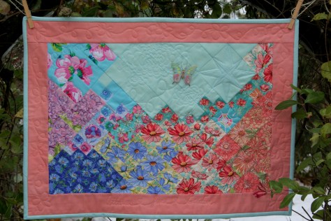 garden quilt finish butterfly flower