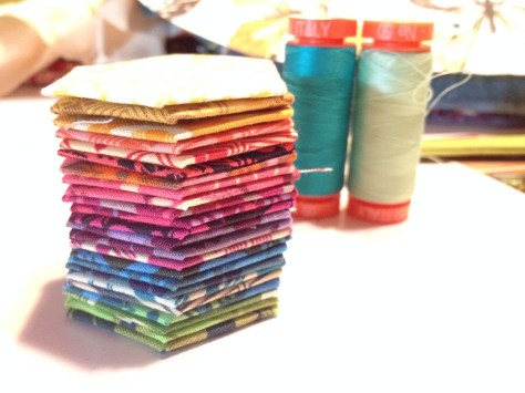 evolution of a modern hexies mini quilt