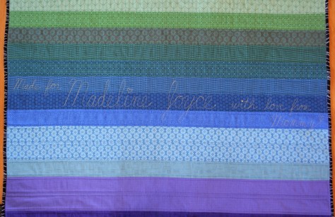 free motion quilted dedication