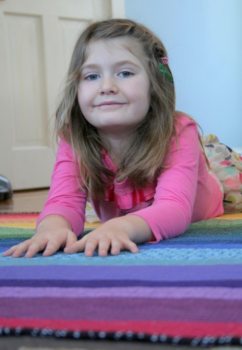 maddie on her quilt