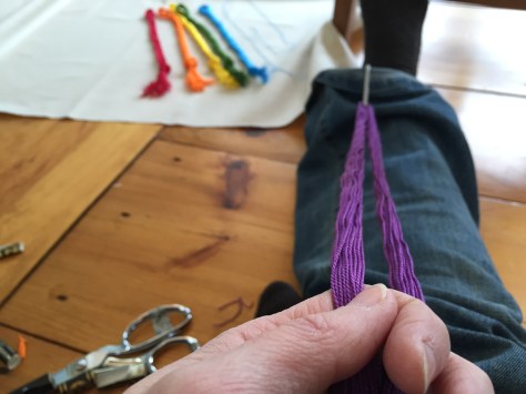 hook to cuff of pants to braid
