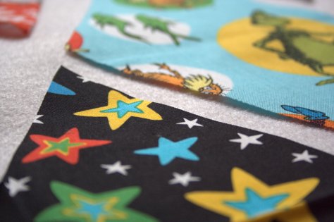 dr seuss fabric diamonds quilt in progress