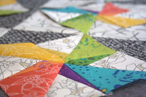 twirling star rainbow pattern testing for leanne at devoted quilter