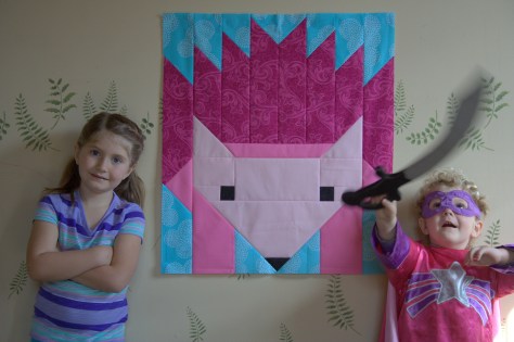 giant pink hazel hedgehog and kids for scale