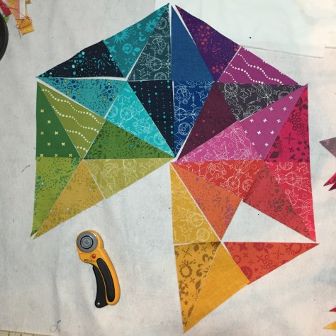 alison glass prismatic medallion mini quilt progress