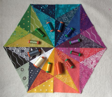 prismatic medallion flimsy finish and matching aurifil thread