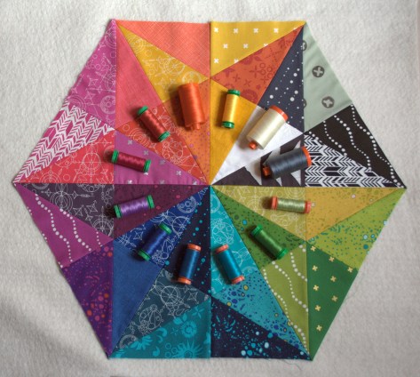 prismatic medallion flimsy finish and matching aurifil thread