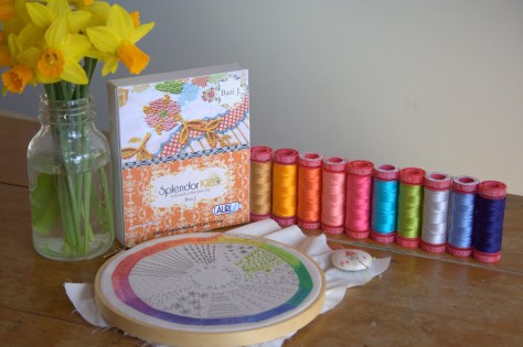 dropcloth embroidery sampler and aurifil 12 wt thread