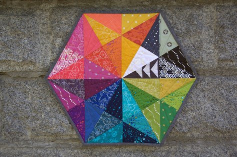 alison glass prismatic medallion roygbiv mini quilt finish