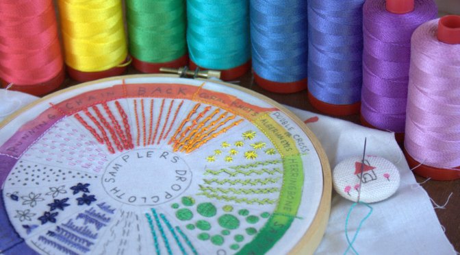 Dropcloth Color Wheel Sampler Progress