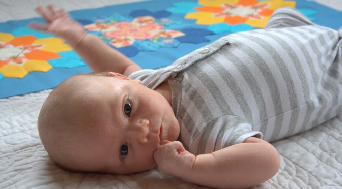 June Finish {ALYoF}: Baby! & EPP Table Runner Flimsy