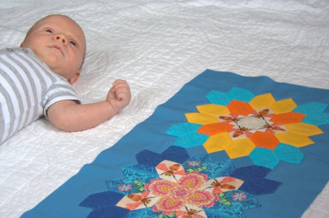 baby finn and table runner quilt top epp