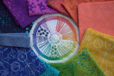 dropcloth color wheel embroidery sampler finish aurifil 12wt