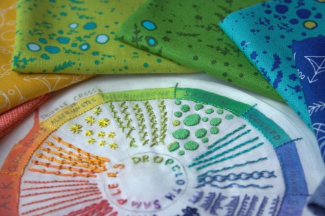 dropcloth color wheel embroidery sampler finish aurifil 12wt