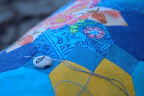 summer epp table runner hand quilting