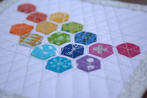 teeny tiny modern hexies mini mini quilt