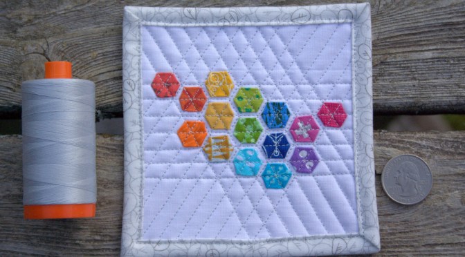 Blogger’s Quilt Festival – Fall 2015 {ROYGBIV Quilt Entry: Mini Mini Modern Hexies}