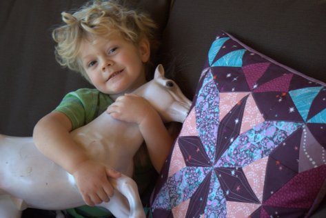 pony and kaleidoscope pillow