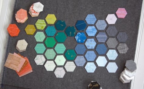 carolyn friedlander modern hexies progress