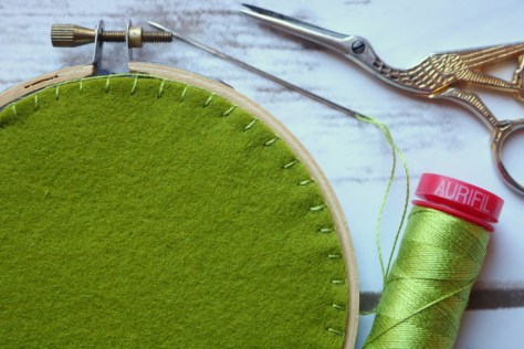 finishing embroidery hoop wool felt