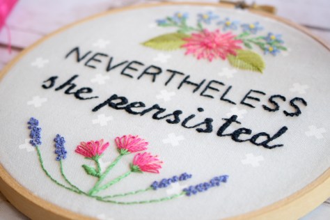 nevertheless she persisted embroidery hoop art of action