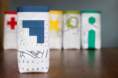Fabric skinny bin AGF lower the volume capsule log cabin blue