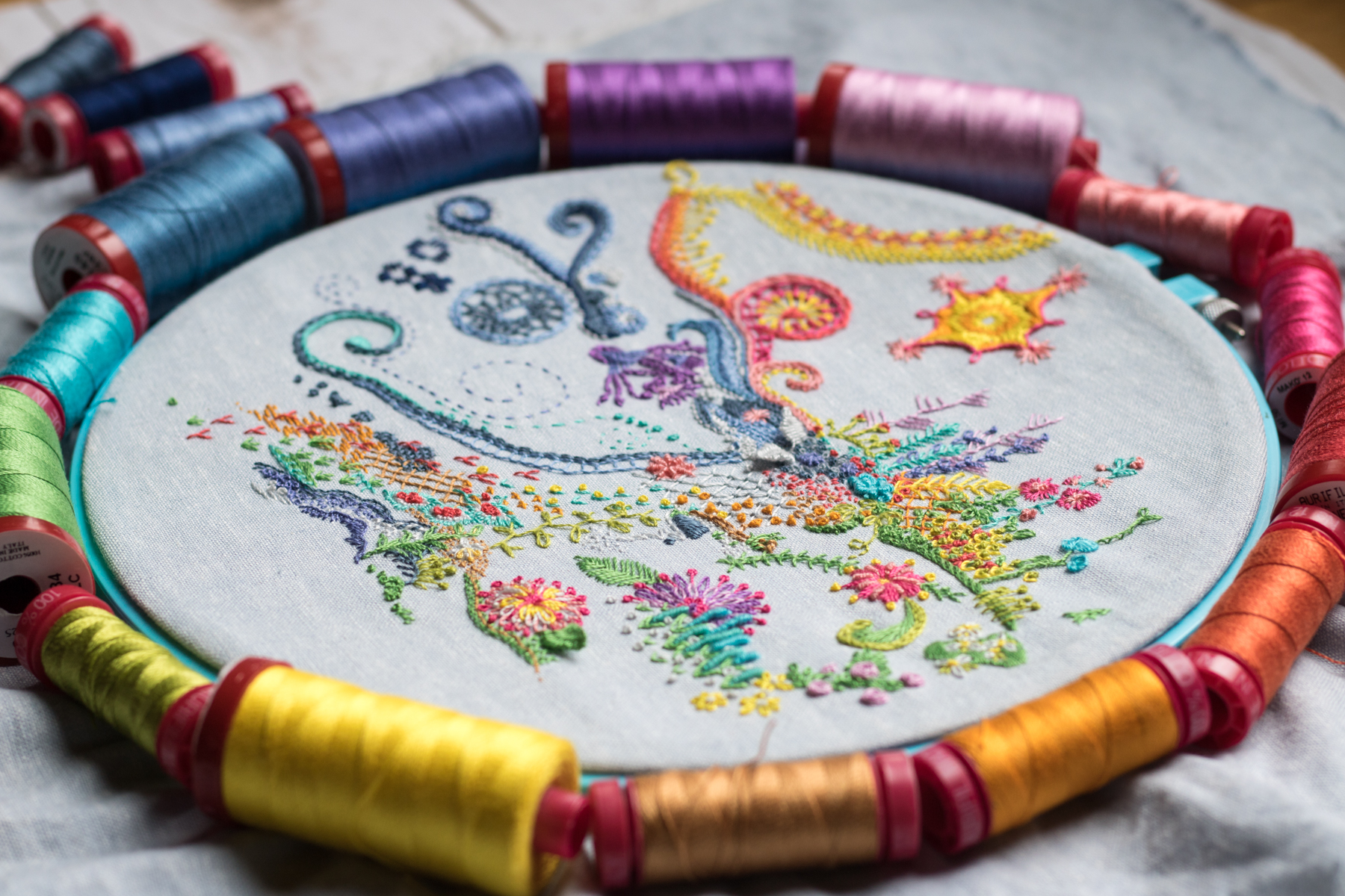 may 1 year of stitches embroidery freestyle aurifil thread