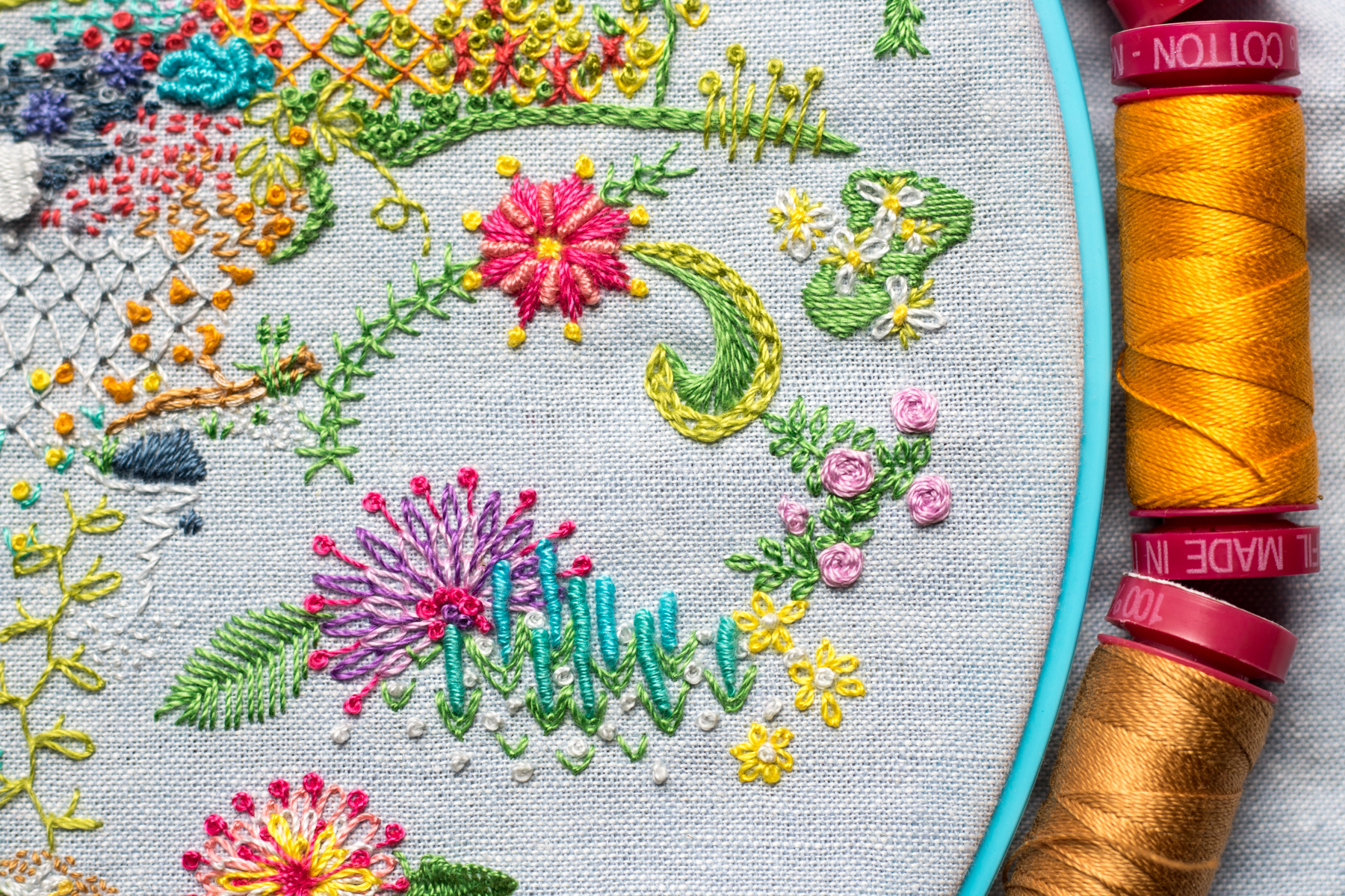 may 1 year of stitches embroidery freestyle aurifil thread