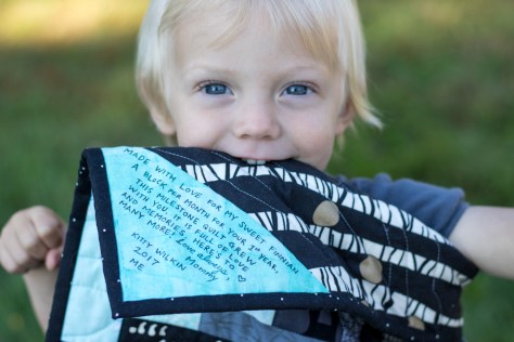 Finn's Milestone quilt finish