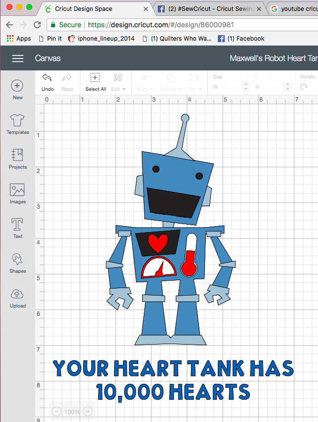 maxwell's heart tank robot cricut maker