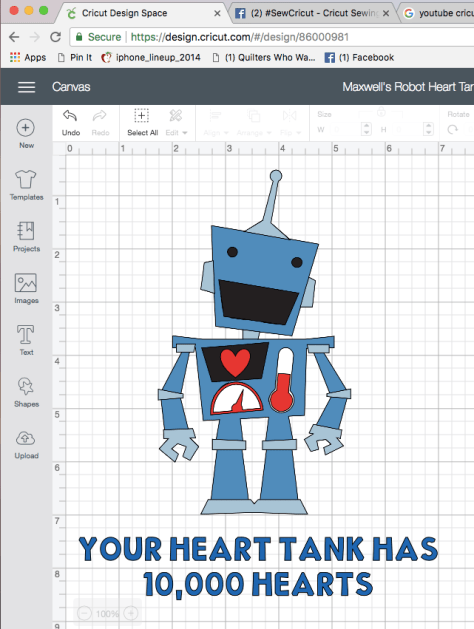 maxwell's heart tank robot cricut maker